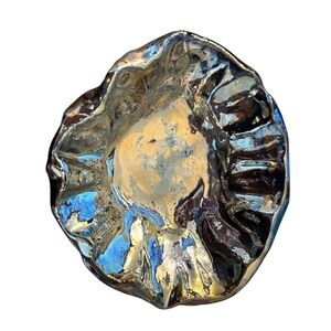 Handmade Raku Fired Small Iridescent Ceramic Art Bowl